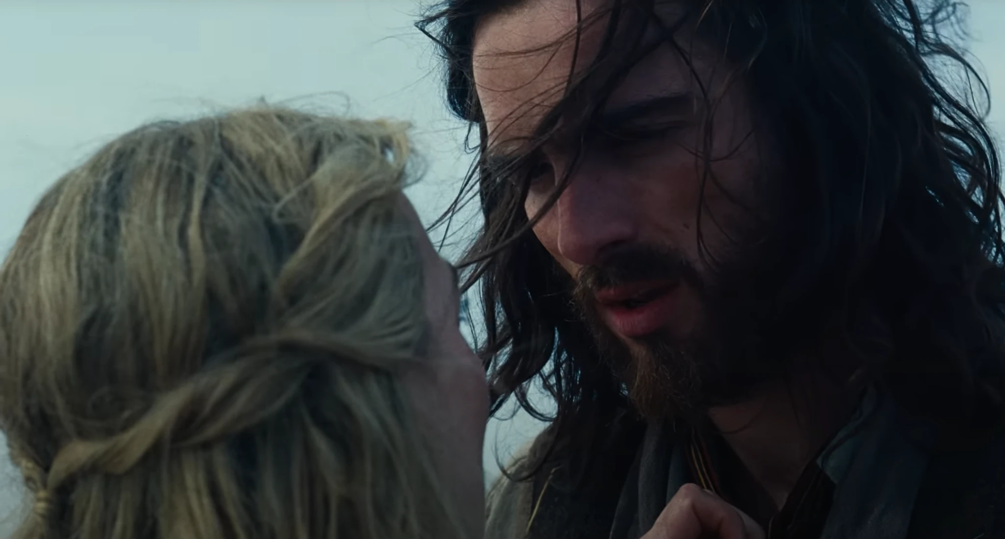 Close-up of Heathcliff and Catherine in Emerald Fennell’s 2026 adaptation of Wuthering Heights.