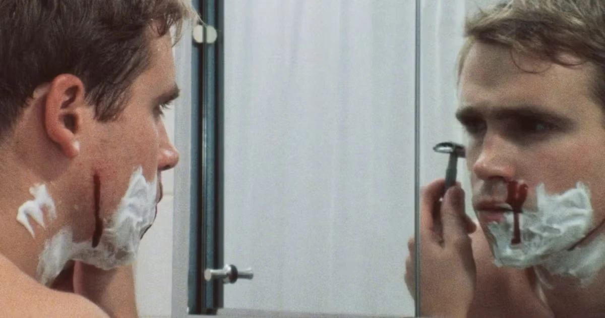 Still from The Big Shave (1967), Martin Scorsese’s short film exploring violence through a stark, symbolic bathroom scene.
