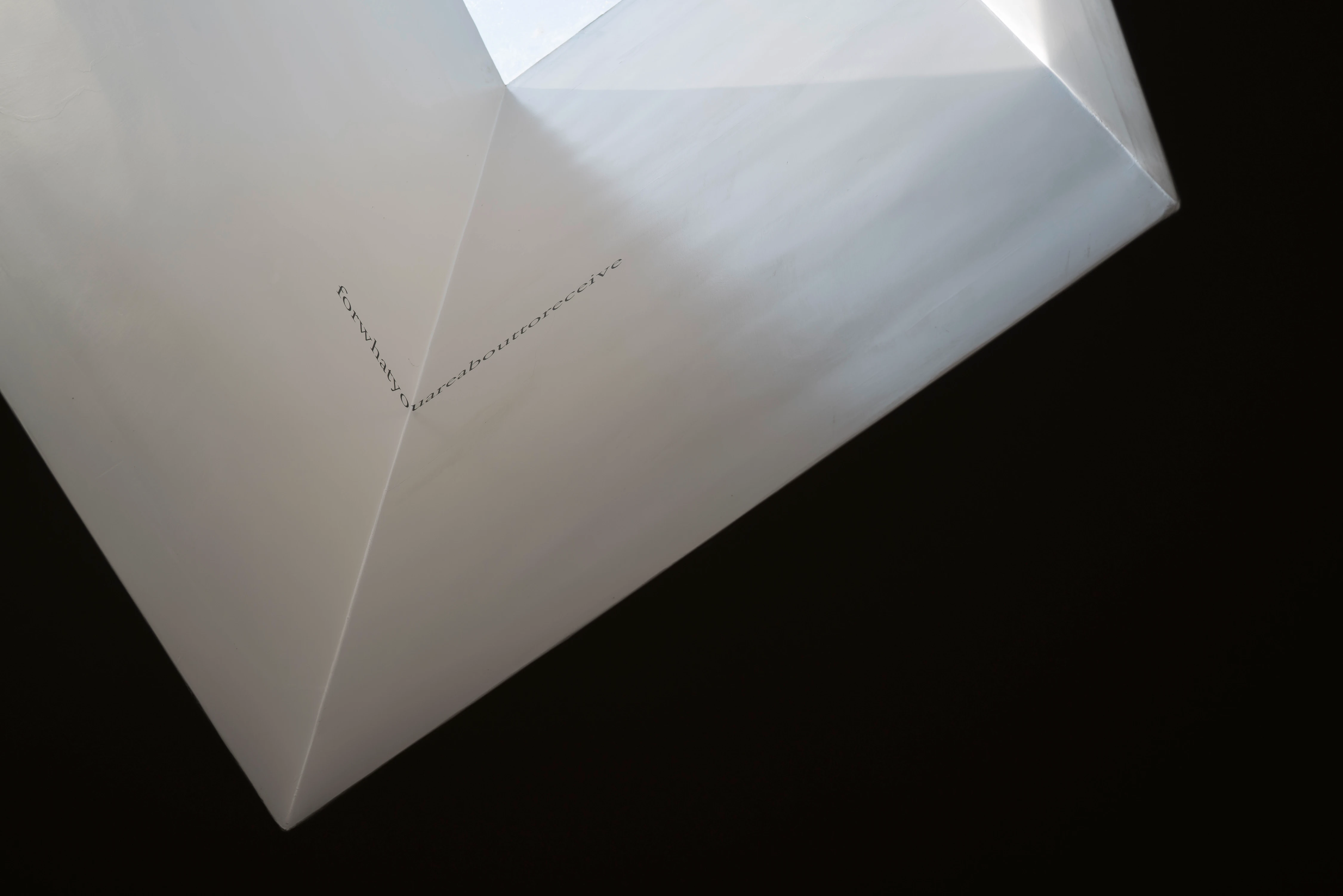 Douglas Gordon sculptural installation, faceted white geometric form, Arsenale Institute Venice 2019