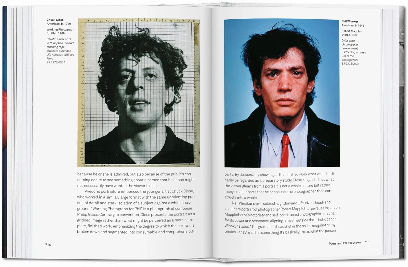 Taschen History of Photography book spread showing Chuck Close and Robert Mapplethorpe portrait studies