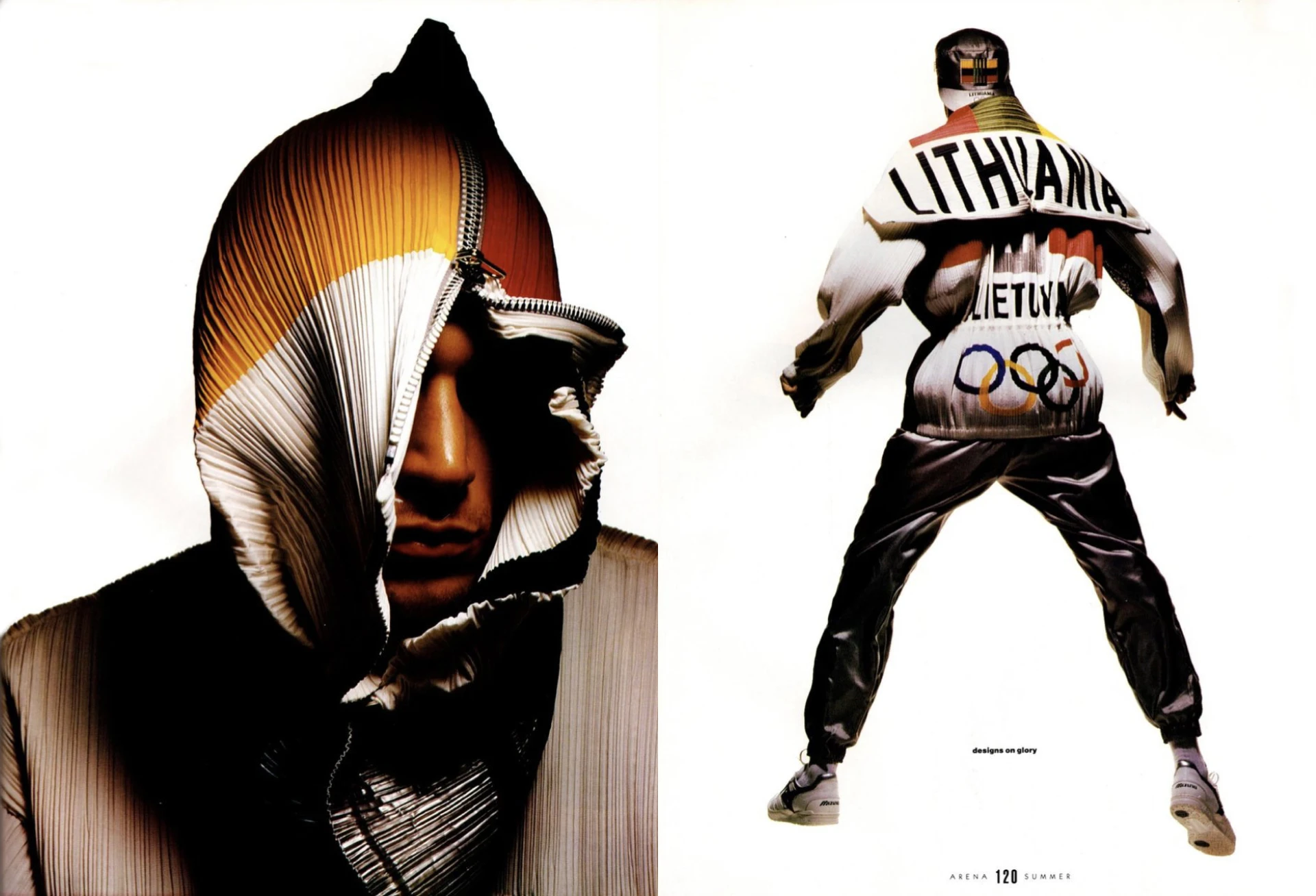 Issey Miyake 1992 Olympics Lithuania uniform editorial from Arena magazine summer issue