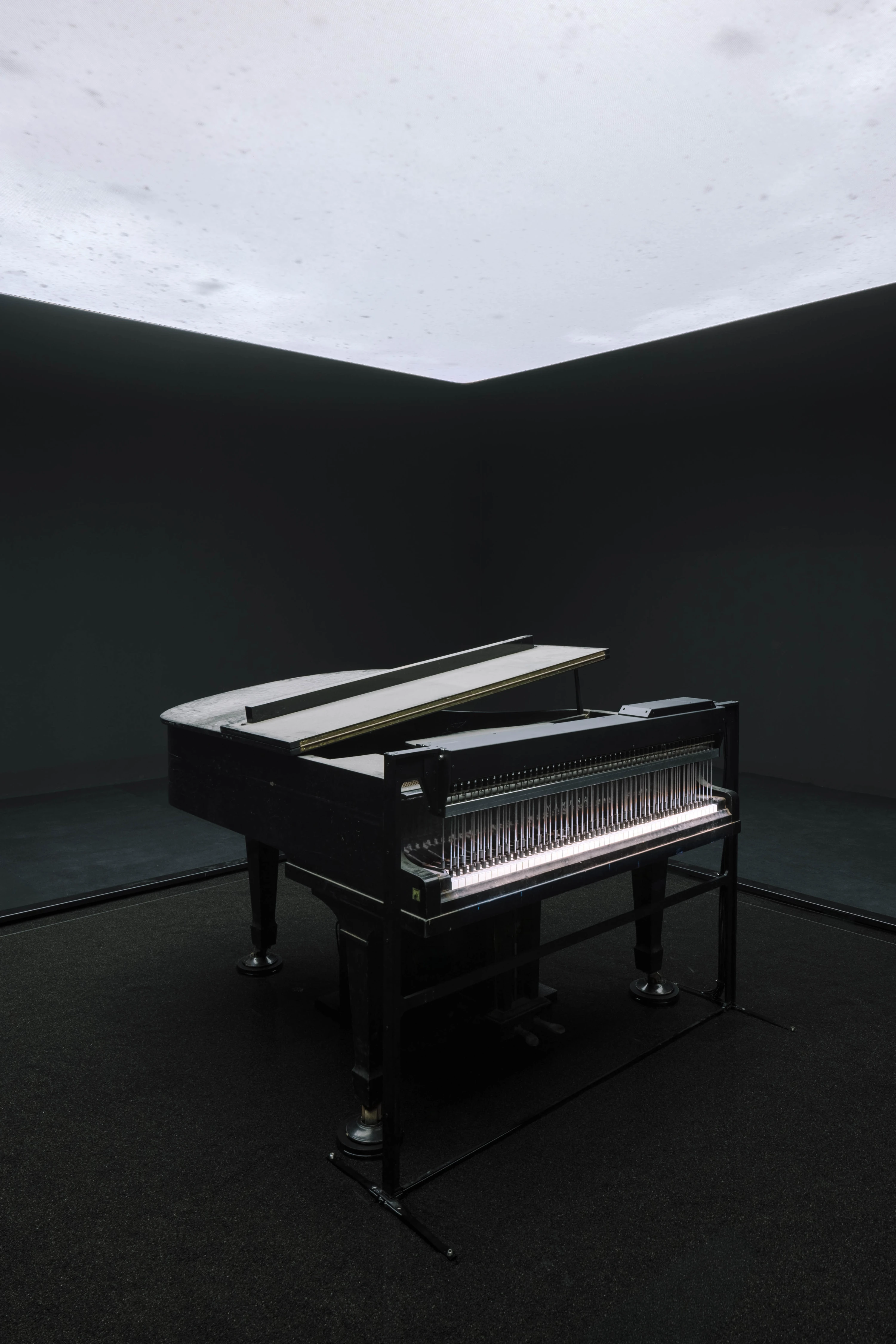 Ryuichi Sakamoto 'IS YOUR TIME' installation, black grand piano with steel rods, Hamburger Bahnhof exhibition 2026